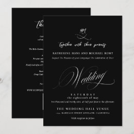 Invitación Romántico Script Caligrafía Elegante Boda