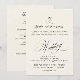 Invitación Romántico Script Caligrafía Elegante Boda