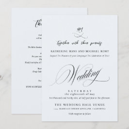 Invitación Romántico Script Caligrafía Elegante Boda