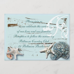 Invitación Romántico Seashells Beach Wedding