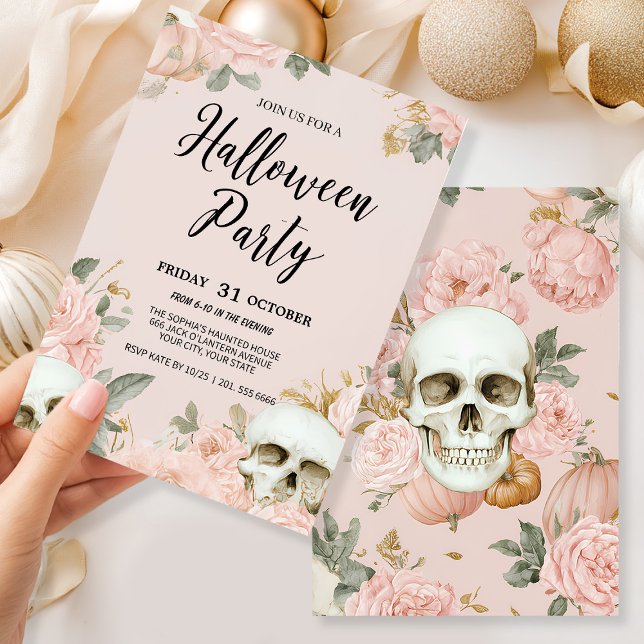 Invitación Romántico Skull Floral Halloween (Subido por el creador)