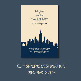Invitación Romántico Skyline Destination Wedding