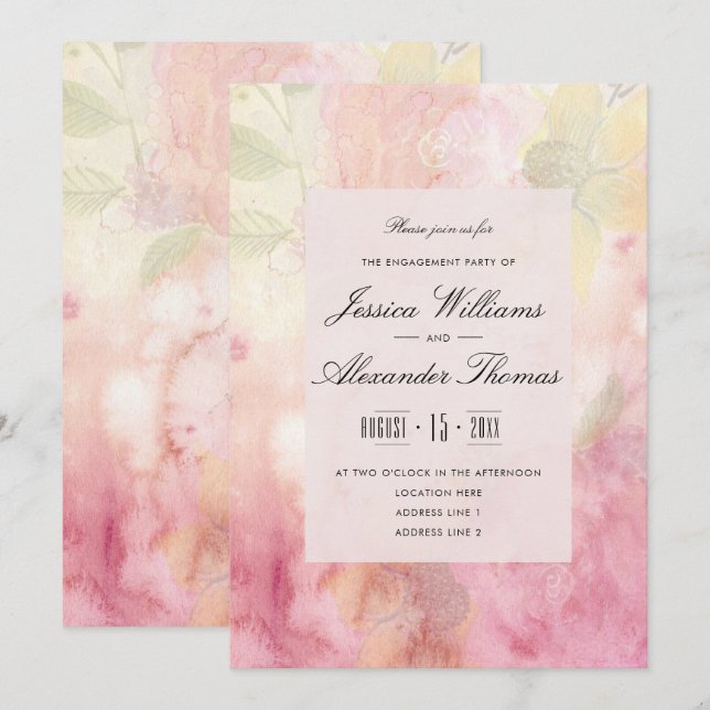 Invitación Romántico Soñador Flor de Engagement (Anverso / Reverso)
