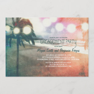 Invitación Romántico Sunset Beach Lanterns Engagement Party