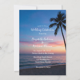 Invitación Romántico Sunset Beach Wedding