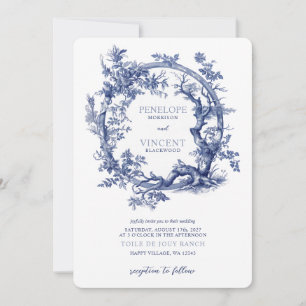 Invitación Romántico Toile de Jouy y con Aves Amadas