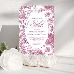 Invitación Romántico tono rosa floral rosas despedida de solt