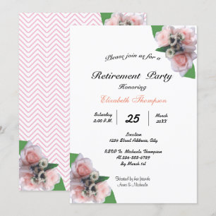 Invitación Romántico tres rosas rosas rosas rosadas floral Fi
