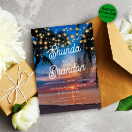 Invitación Romántico Tropical Summer Beach Wedding