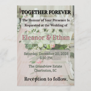 Invitación Romántico tul rosa y guirnalda floral mesa elegant