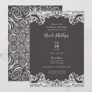 Invitación Romántico Vintage Boho Encaje Marrón Despedida de