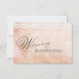 Invitación Romántico vintage rosa encaje sé mi dama de flores