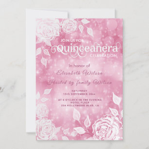 Invitación Romántico y elegante bokek Rosas blancas Quinceañe
