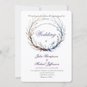 Invitación Romántico y poético Pastel Lilac Tema Rústico