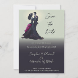 Invitación Románticos amantes góticos mínimos salven la fecha
