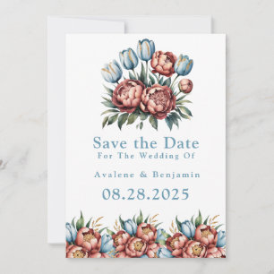 Invitación Románticos Peonies & Tulips Salvan Las Cartas De F