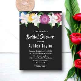 Invitación Románticos Rosas de color negro con ducha de novia