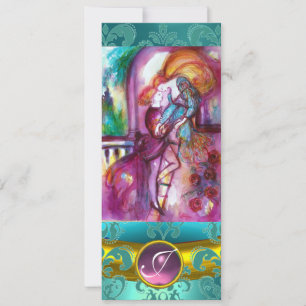 Invitación ROMEO Y JULIET Pink Aqua Blue,Verde azulada floral