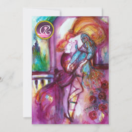 Invitación ROMEO Y JULIET Pink Aqua Blue,Verde azulada floral