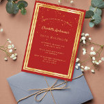 Invitación Rompecabezas de confeti de oro rojo de fiesta de c<br><div class="desc">Una moderna y moderna tarjeta de invitación a la fiesta de cumpleaños número 50 (o cualquier edad) tanto para él como para ella. Fondo rojo con un marco de oro falso y un confetti dorado rociado, letras de colores dorados. Personalice y agregue la información de su fiesta. Fondo rojo con...</div>