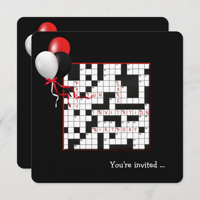 Invitación Rompecabezas de cruz y fiesta de cumpleaños de los (Anverso / Reverso)