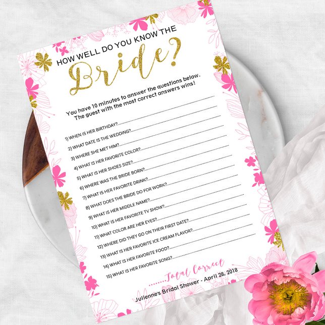 Invitación Rompecabezas de Palabras de Boda | Floral Rosa Dor (Subido por el creador)