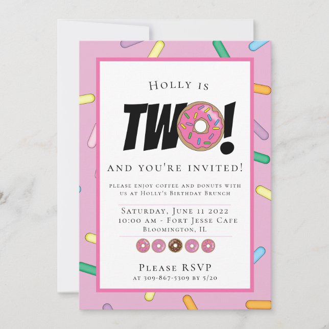 Invitación Rompecabezas rosas Donut Brunch de cumpleaños (Anverso)
