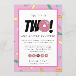Invitación Rompecabezas rosas Donut Brunch de cumpleaños