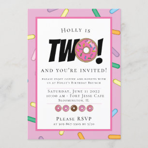 Invitación Rompecabezas rosas Donut Brunch de cumpleaños