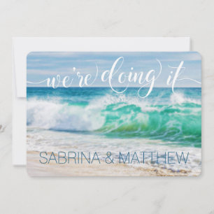 Invitación Rompiendo ondas destino lo estamos haciendo Boda