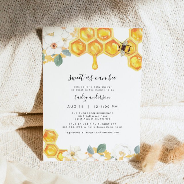 Invitación Romy - Floral Honey Bumble Bee Baby Shower (Subido por el creador)