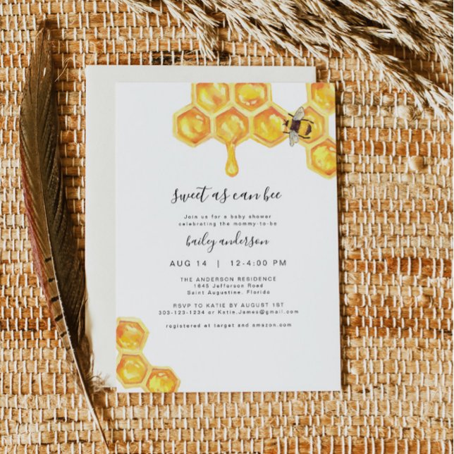 Invitación ROMY Sweet as Can Bee Honey Bumble Bee Baby Shower (Subido por el creador)