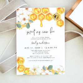 Invitación ROMY Sweet As Can Bee White Floral Baby Shower