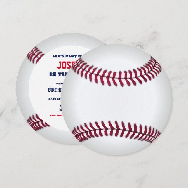 Invitación Ronda de cumpleaños de béisbol (Anverso / Reverso)