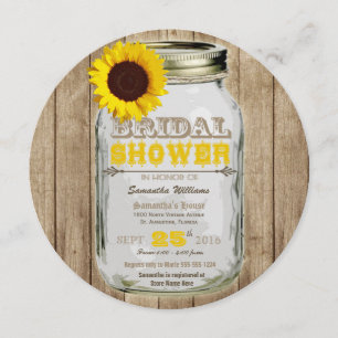 Invitación Ronda de ducha de novia de Sunflower Mason Jar Rus