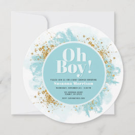 Invitación Ronda de Purpurina de acuarela de Oh Boy Baby Show