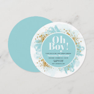 Invitación Ronda de Purpurina de acuarela de Oh Boy Baby Show