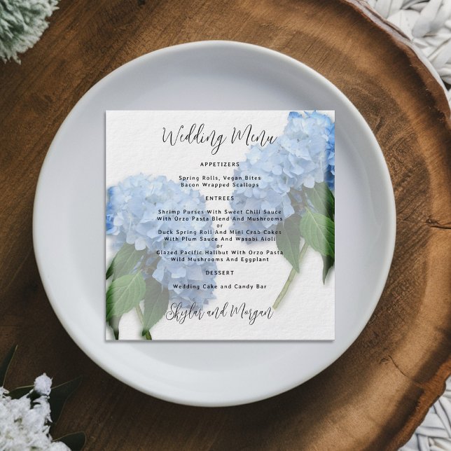 Invitación Ronda del menú Boda Hidrangea Azul (Subido por el creador)