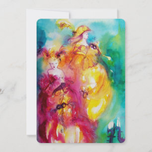 Invitación RONDO EN LAGUNA, dulce dieciséis Fiesta de mascara