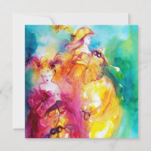 Invitación RONDO EN LAGUNA, dulce dieciséis Fiesta de mascara