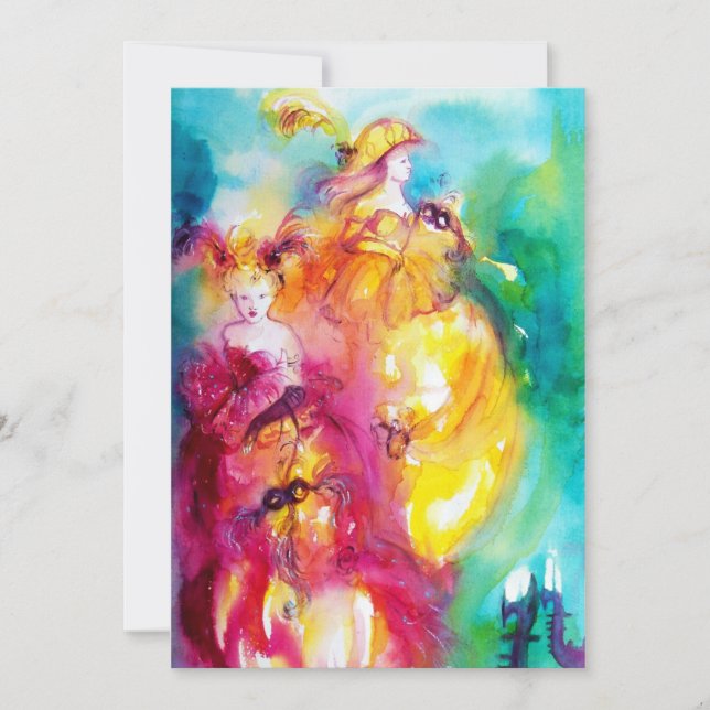 Invitación RONDO EN LAGUNA, dulce dieciséis Fiesta de mascara (Anverso)