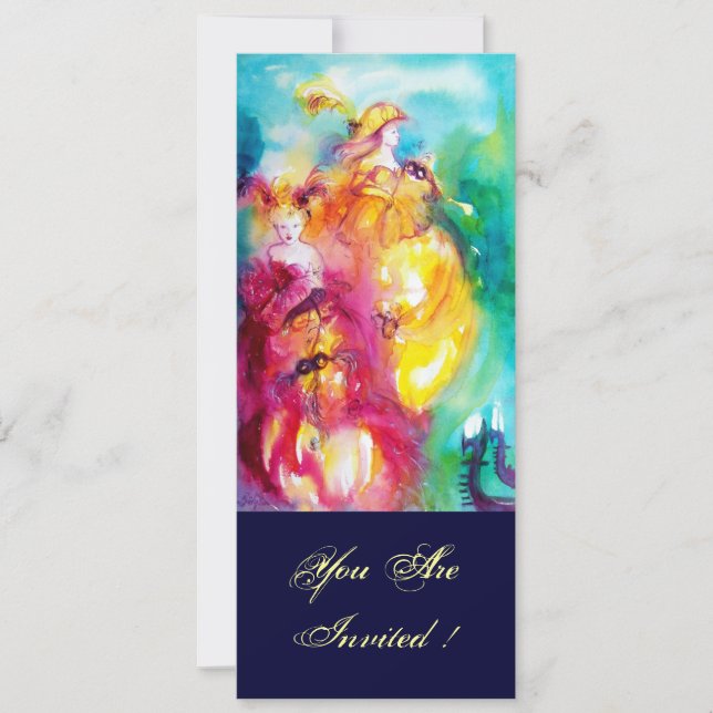 Invitación RONDO EN LAGUNA, dulce dieciséis Fiesta de mascara (Anverso)