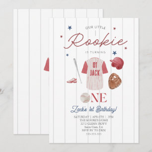 Invitación Rookie Baseball Nombre personalizado Niños Primer