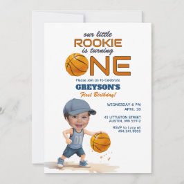 Invitación Rookie de baloncesto 1er cumpleaños foto invitació