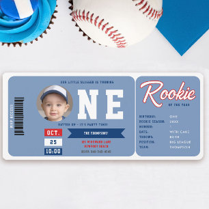 Invitación Rookie de béisbol se gana el primer cumpleaños de