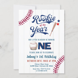 Invitación Rookie de cumpleaños de primer año de béisbol