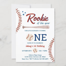 Invitación Rookie del año, primer cumpleaños del béisbol. Fot