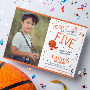 Invitación Rookie Hoop It Up Basketball Foto Cumpleaños