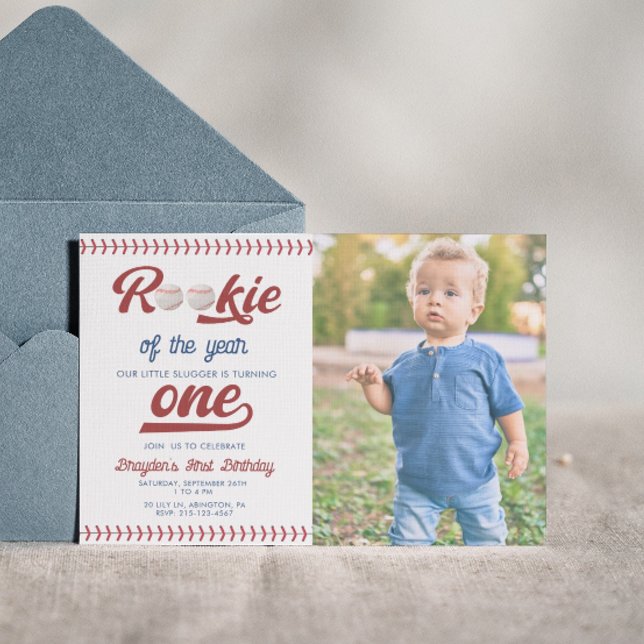 Invitación Rookie moderno del año foto cumpleaños del béisbol (Subido por el creador)