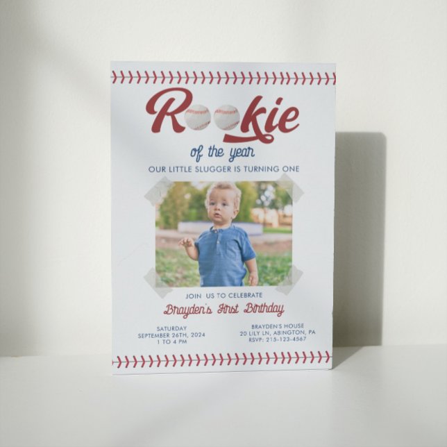 Invitación Rookie moderno del año foto cumpleaños del béisbol (Subido por el creador)